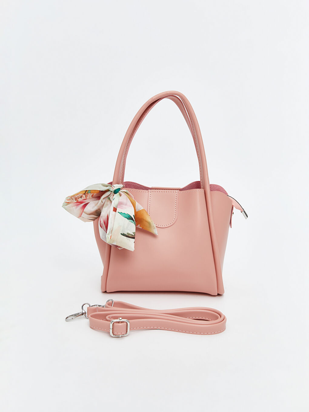 Pembe Fular Detaylı Kadın Omuz Çantası-2