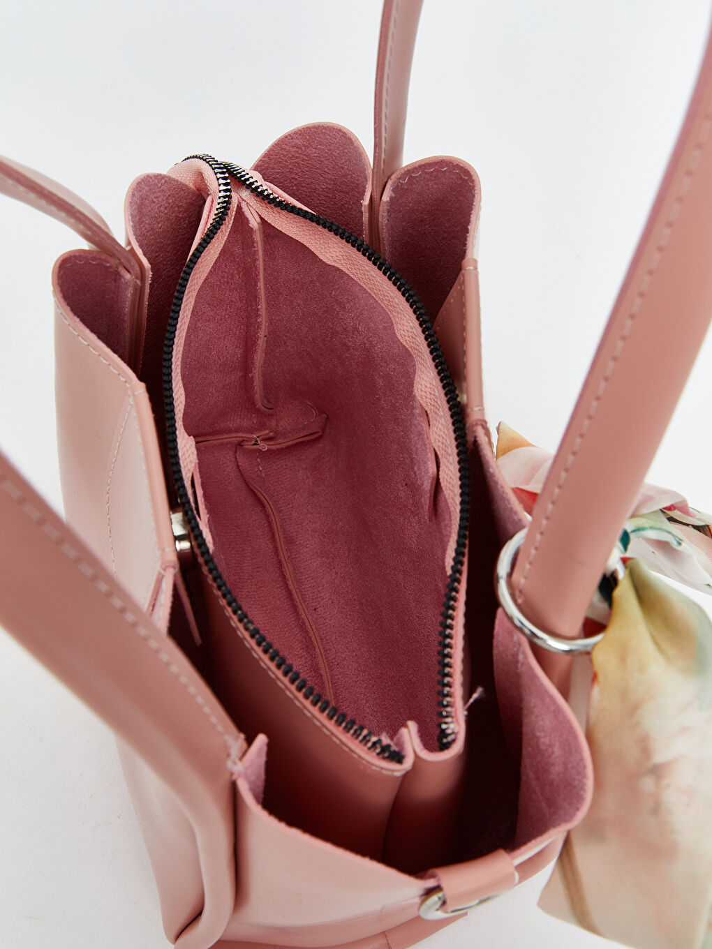 Pembe Fular Detaylı Kadın Omuz Çantası-5