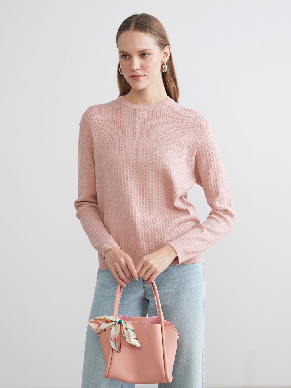 Pembe Fular Detaylı Kadın Omuz Çantası