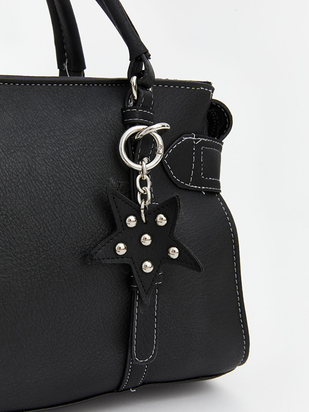 Siyah Deri Görünümlü Kadın Omuz Çantası-2