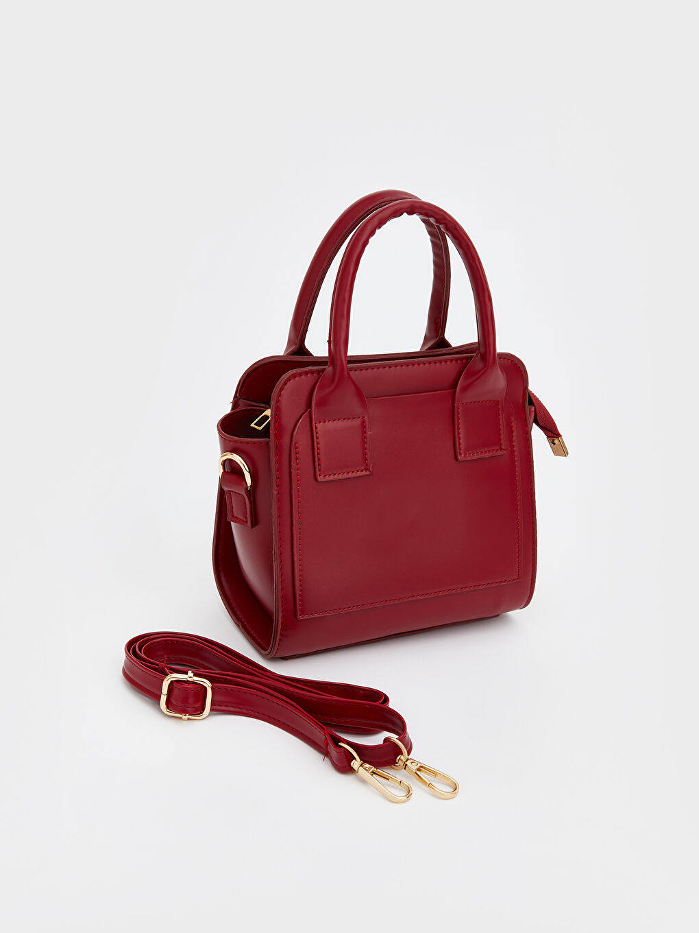 Bordo Deri Görünümlü Kadın Omuz Çantası-1