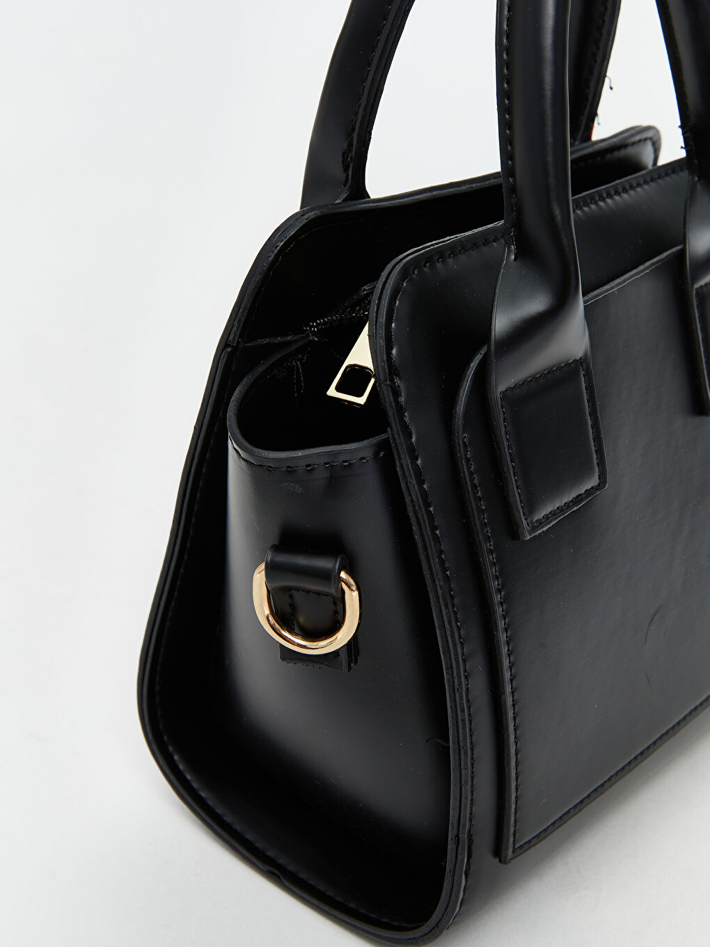 Siyah Deri Görünümlü Kadın Omuz Çantası-2