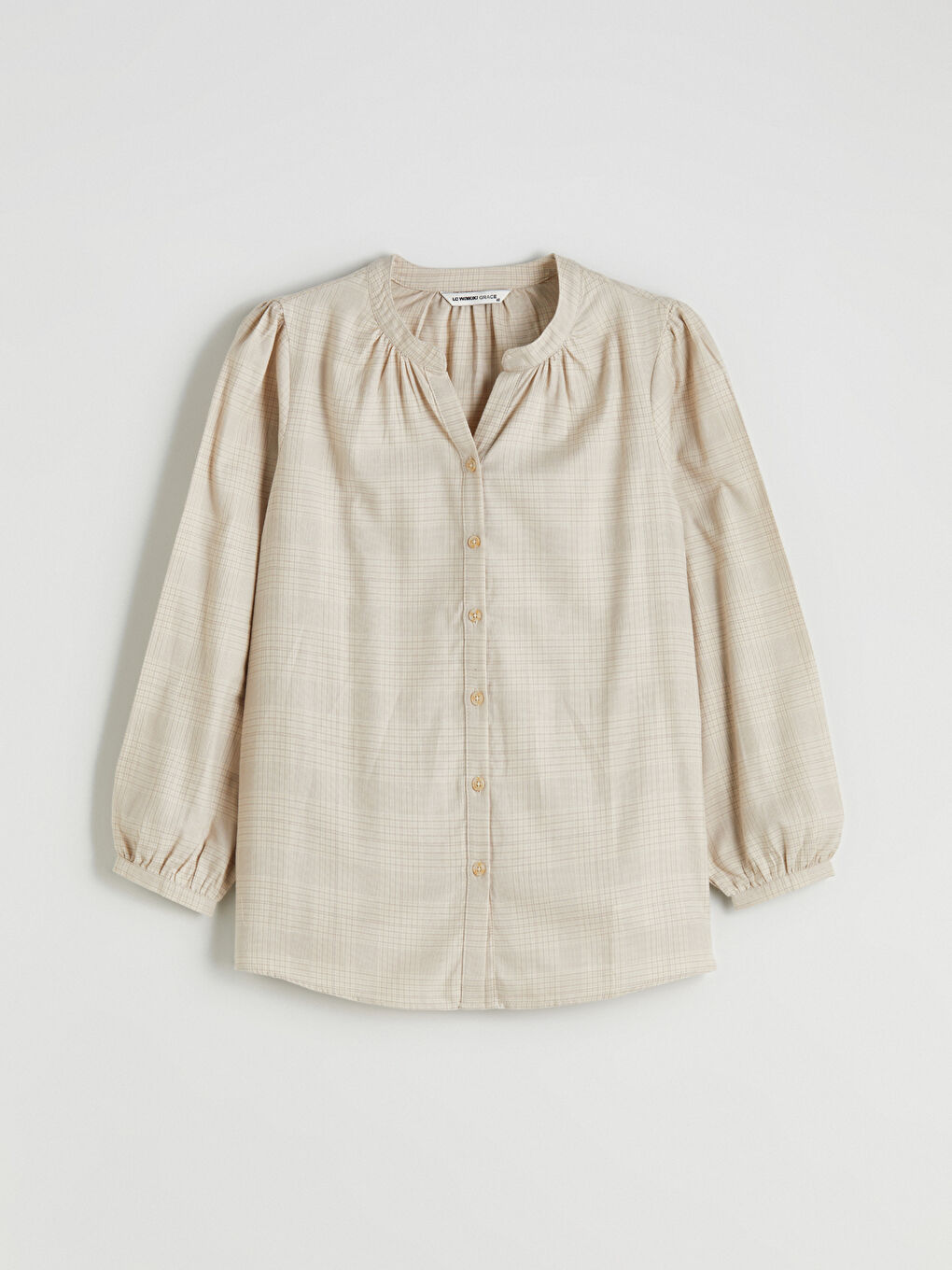 Crew Neck Plaid Women's Shirt-4