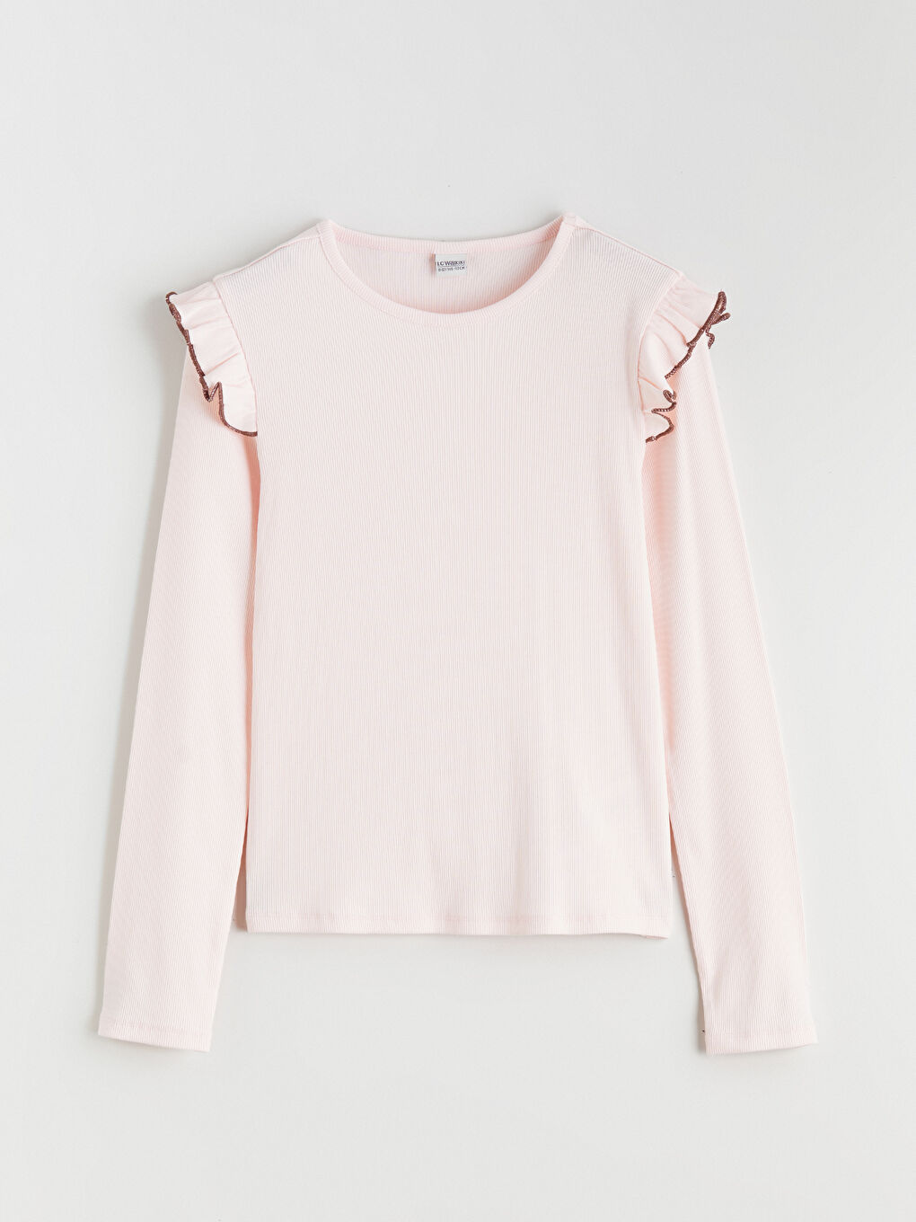 Crew Neck Frill Detailed Girl T-Shirt