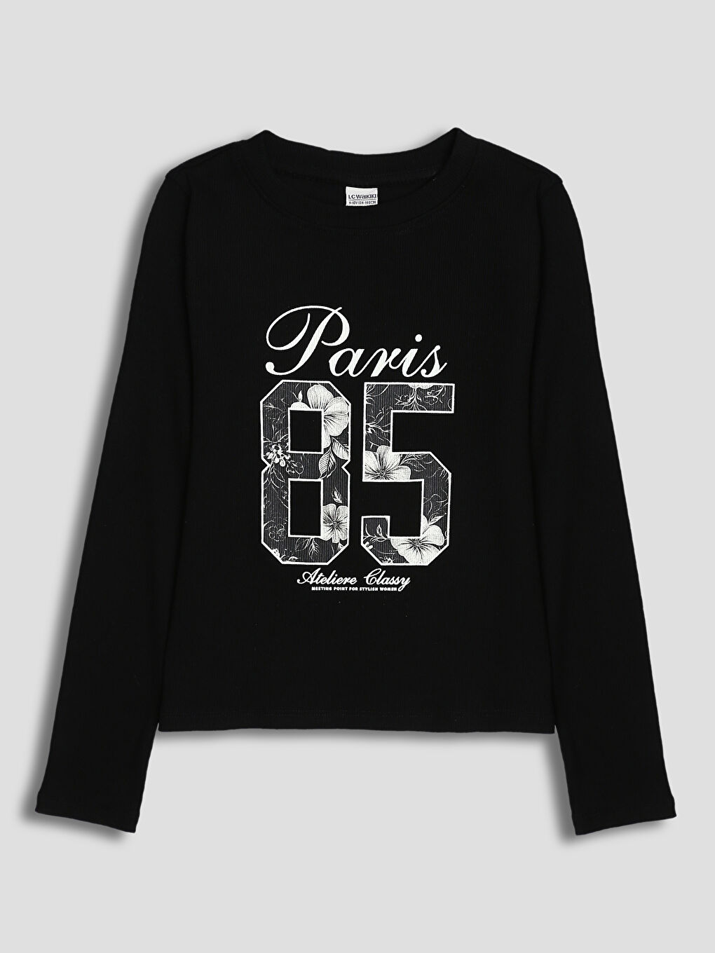 تيشيرت للبنات مطبوع برقبة دائرية