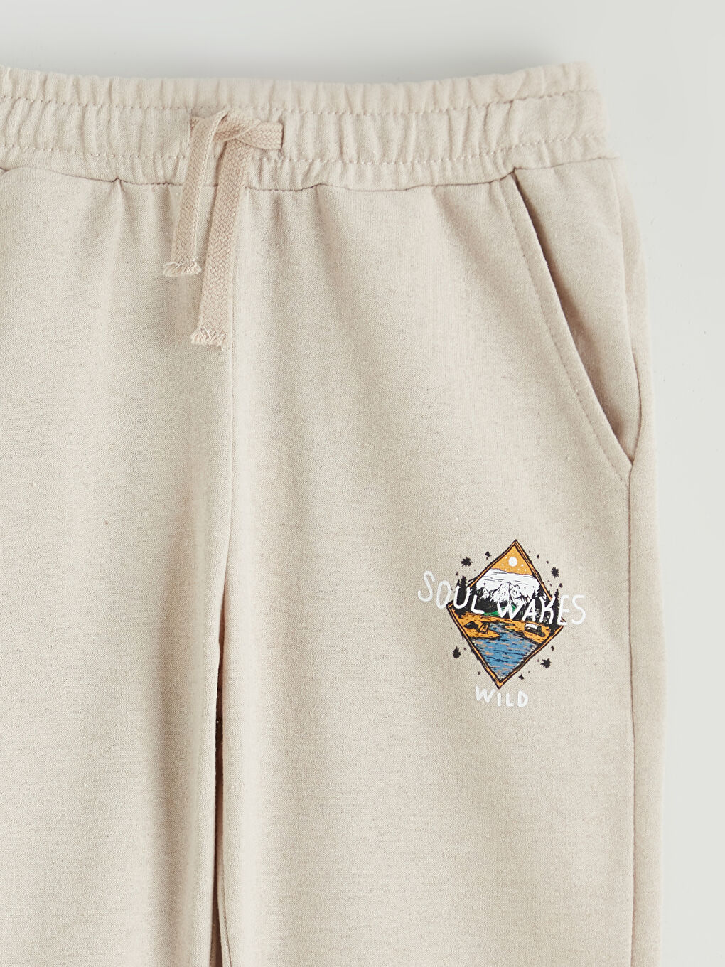 Bej Beli Lastikli Erkek Çocuk Eşofman Alt-1