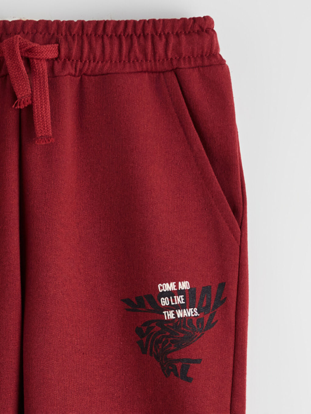 Bordo Beli Lastikli Erkek Çocuk Jogger Eşofman Altı-2