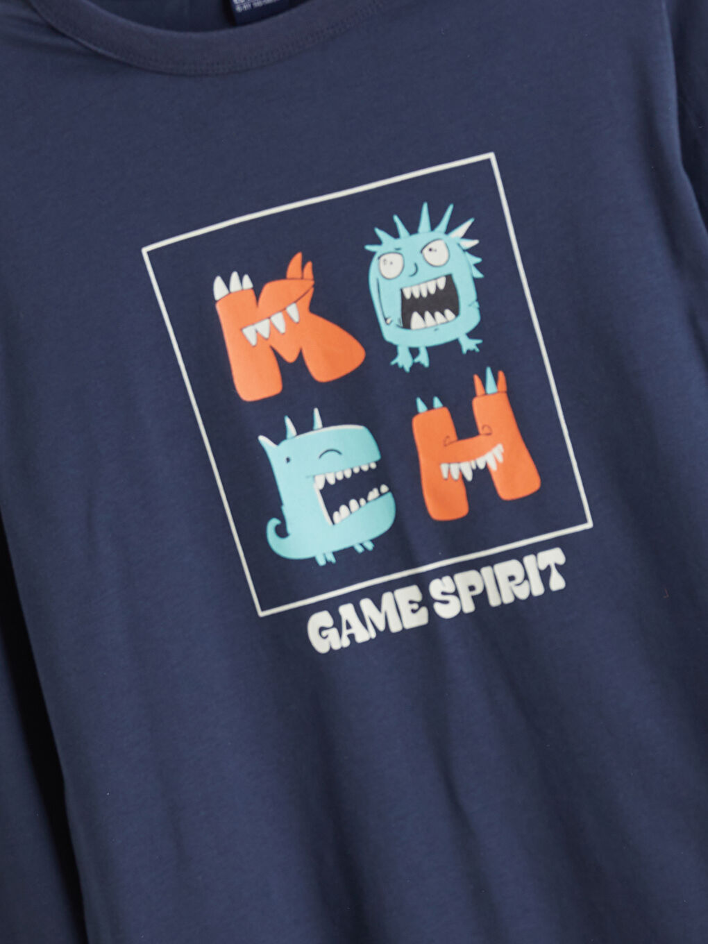 Lacivert Bisiklet Yaka Erkek Çocuk Tişört-1