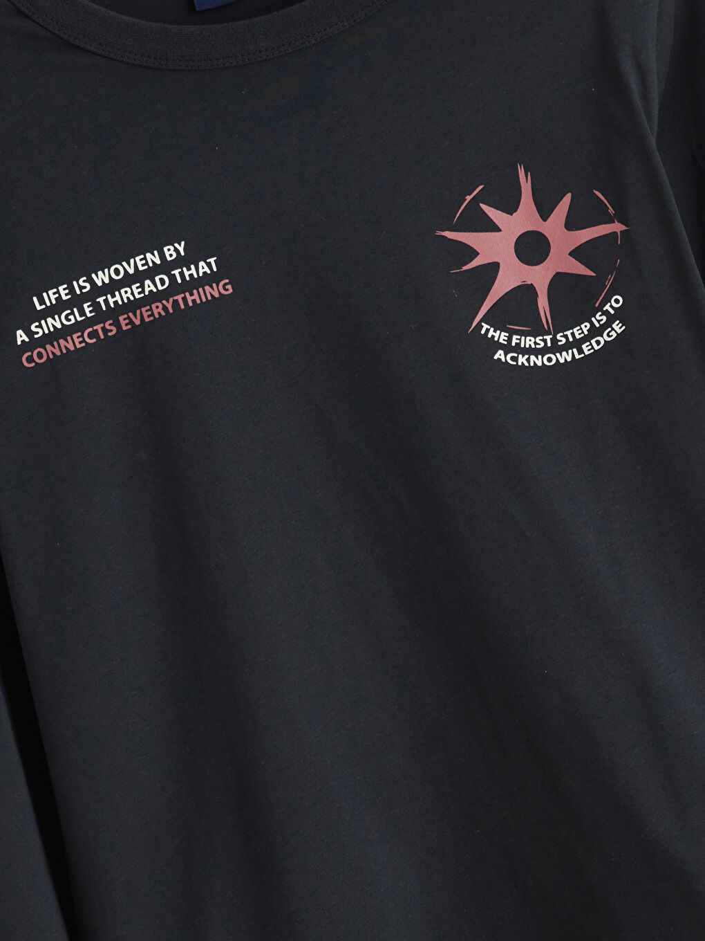 Siyah Bisiklet Yaka Baskılı Erkek Çocuk Tişört-1