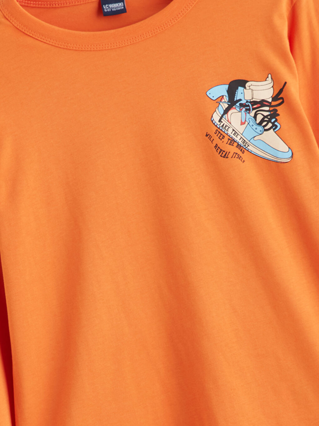 Turuncu Bisiklet Yaka Baskılı Erkek Çocuk Tişört-1