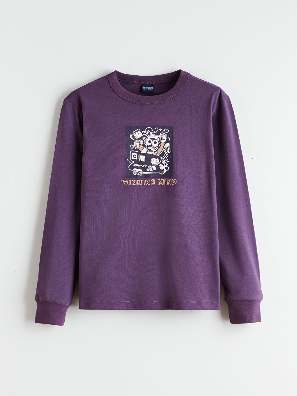 Mürdüm Bisiklet Yaka Baskılı Erkek Çocuk Tişört