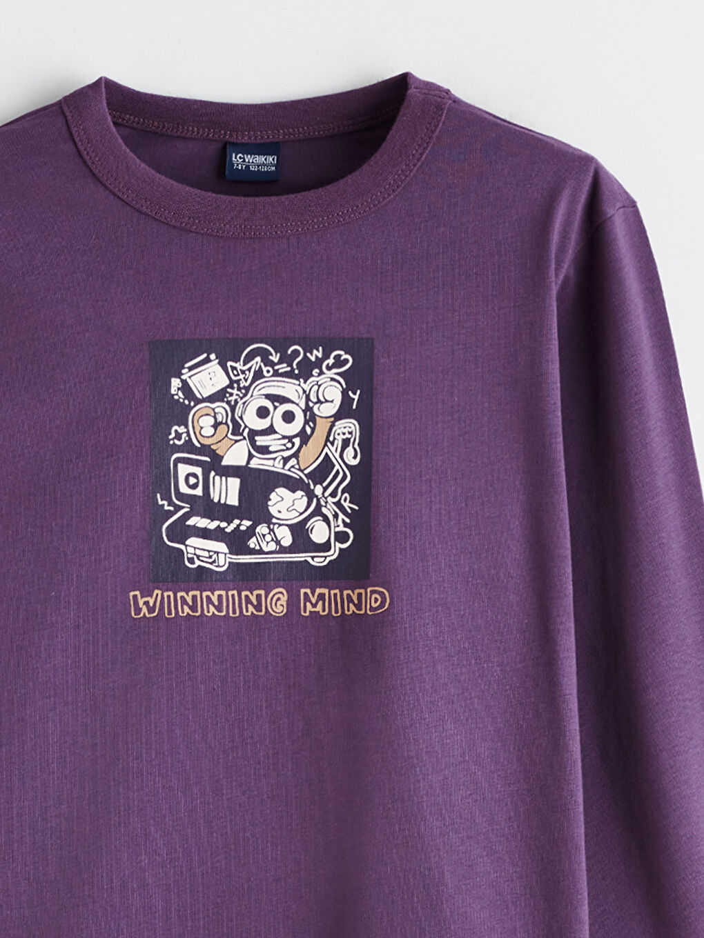 Mürdüm Bisiklet Yaka Baskılı Erkek Çocuk Tişört-2