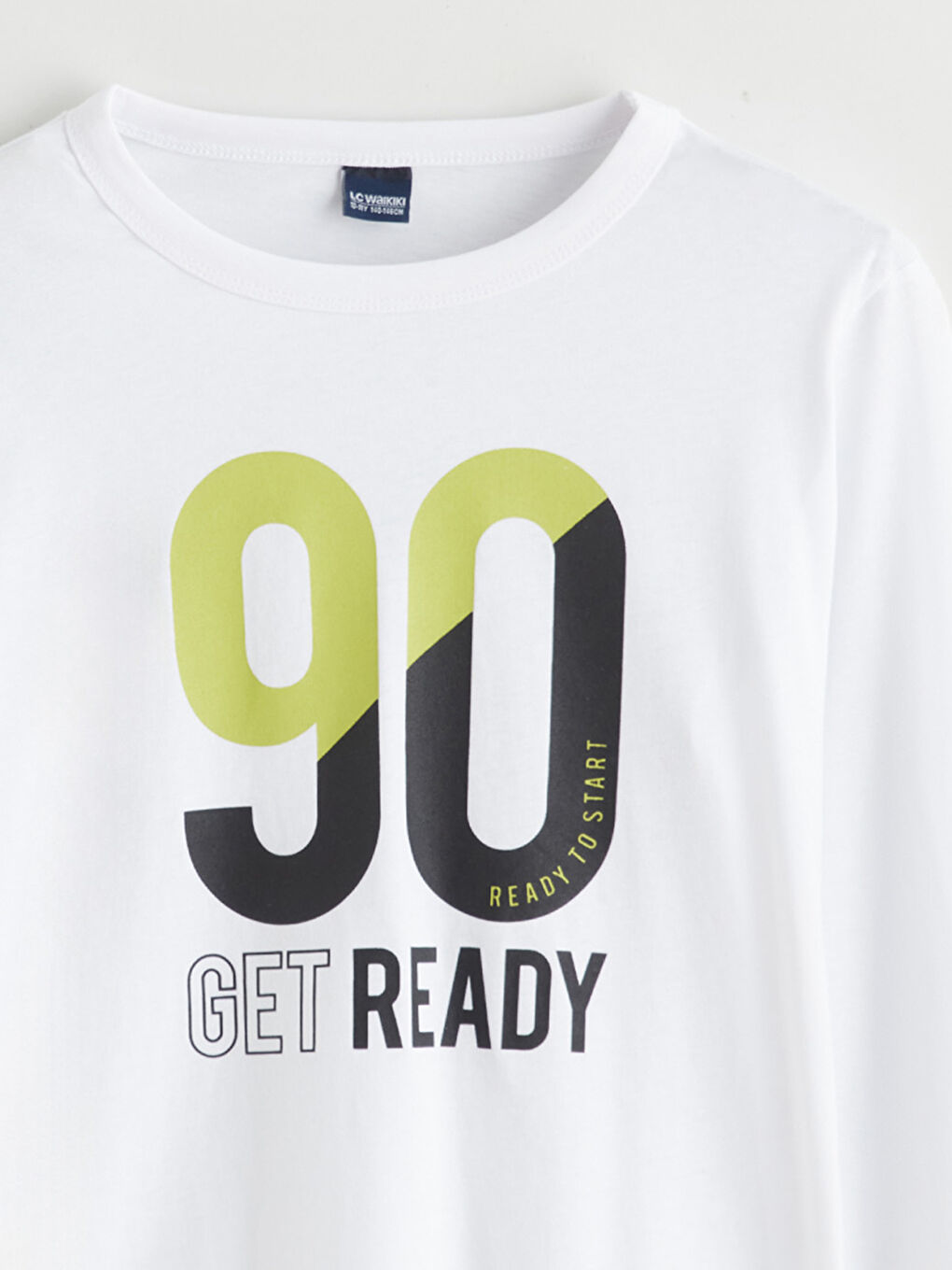 Beyaz Bisiklet Yaka Erkek Çocuk Tişört-2