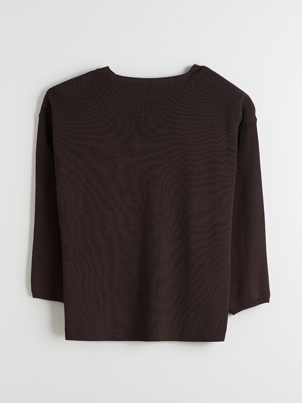 Kahverengi V Yaka Kadın Triko Kazak-5