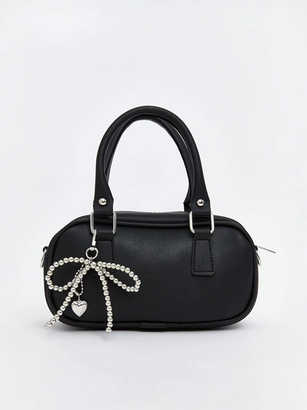 Siyah Deri Görünümlü Kadın Kol Çantası