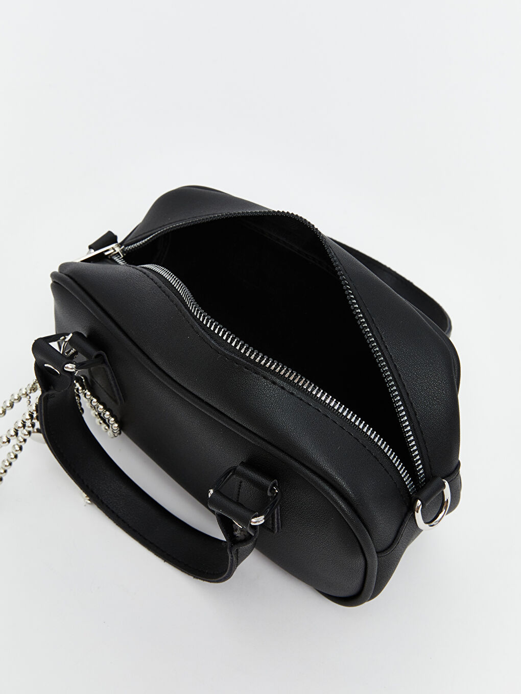 Siyah Deri Görünümlü Kadın Kol Çantası-2