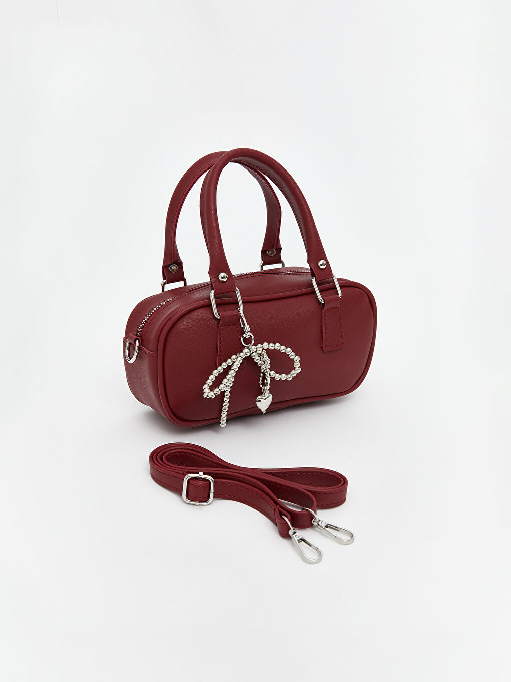 Bordo Deri Görünümlü Kadın Kol Çantası-1
