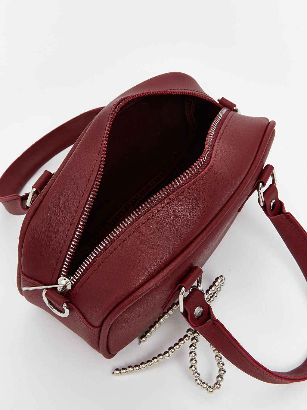 Bordo Deri Görünümlü Kadın Kol Çantası-2