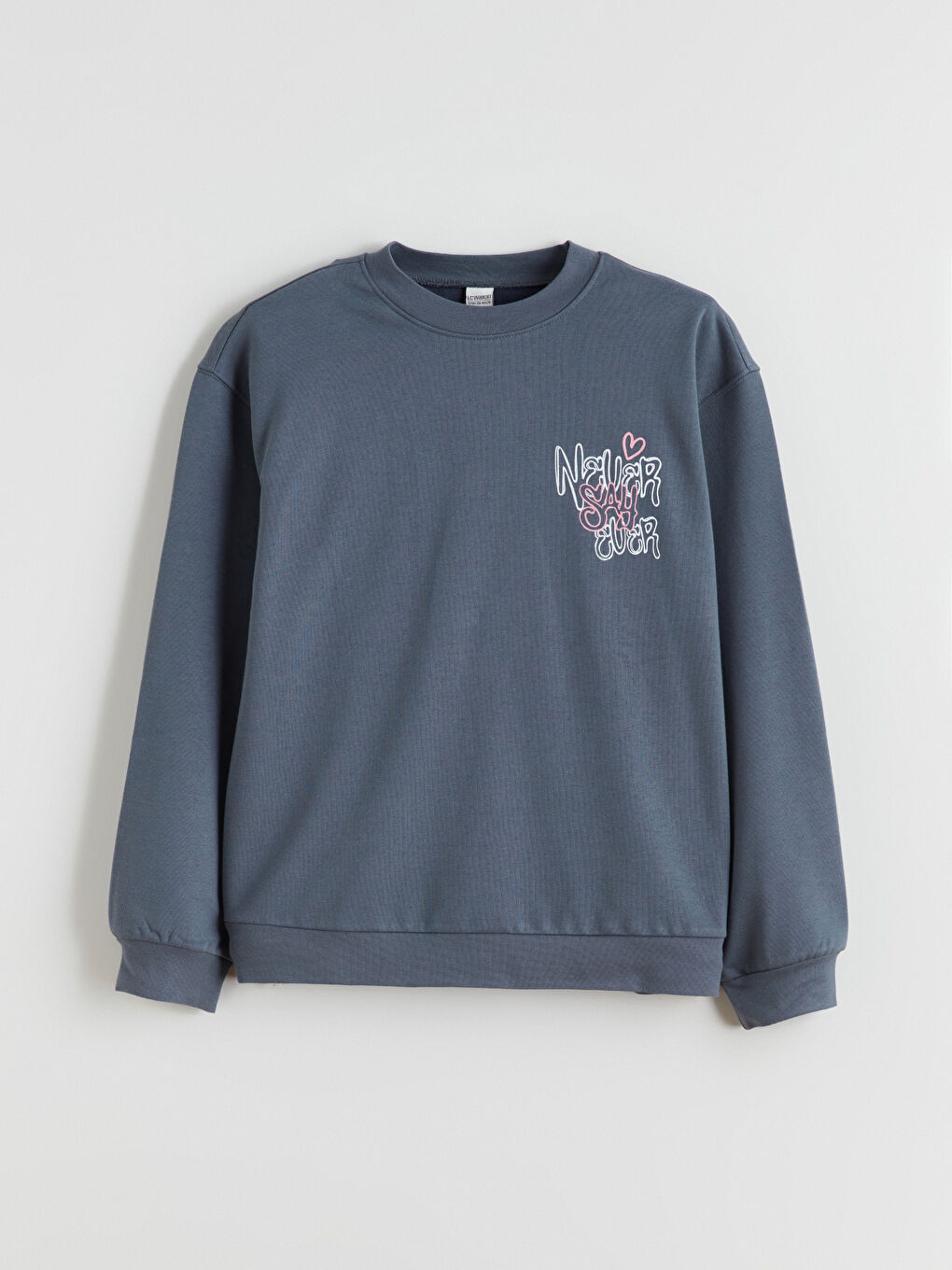 Crew Neck Printed Girls' Sweatshirt