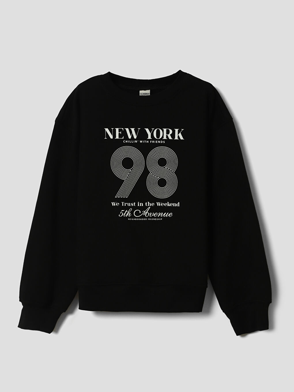 Crew Neck New York Printed Girls' Sweatshirt