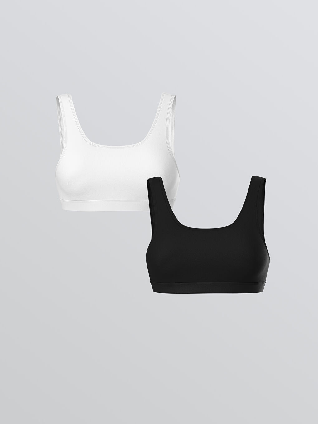 Siyah U Yaka Düz Büstiyer 2'li Paket