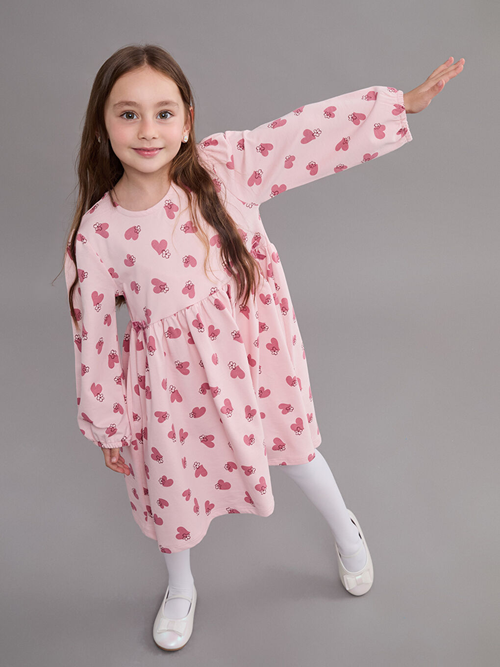 Heart Printed Girls' Dress-1