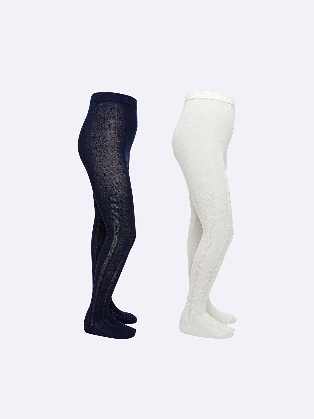 Lacivert Desenli Kız Çocuk Külotlu Çorap 2'li