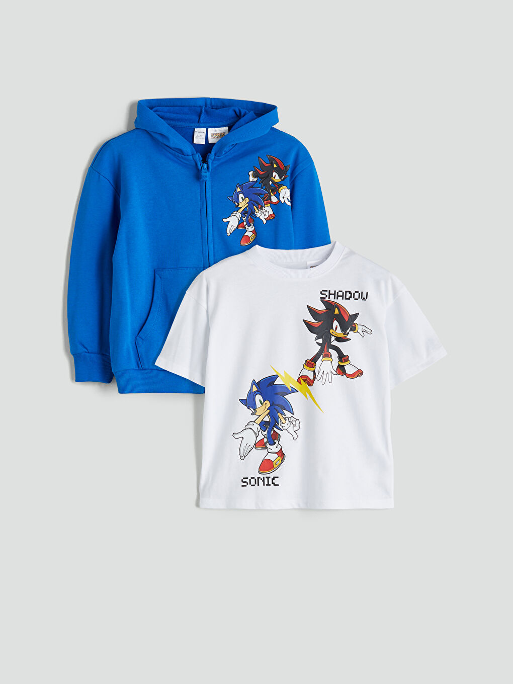 Mavi Sonic Baskılı Erkek Çocuk Hırka ve Tişört 2'li-2