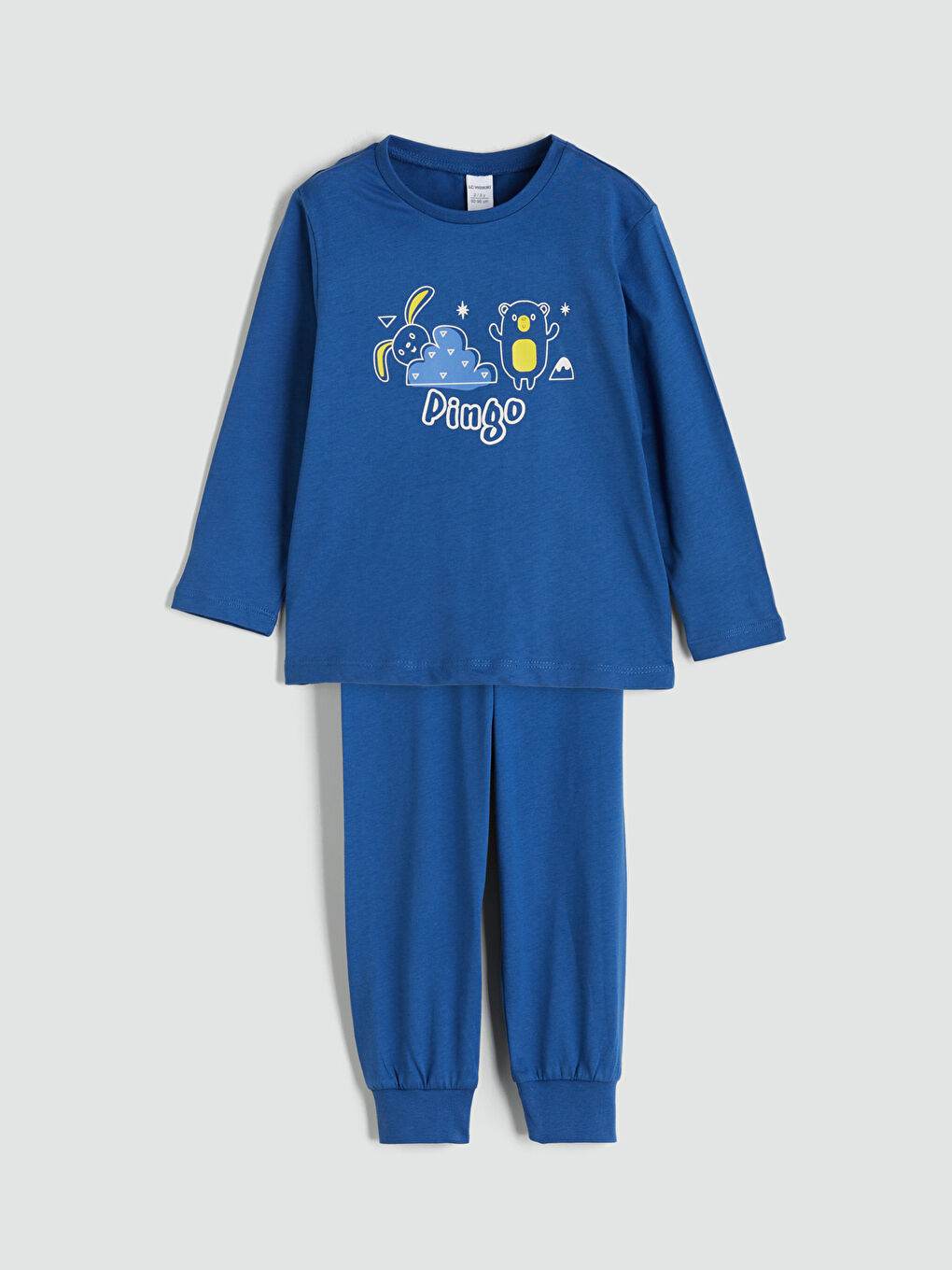 Mavi Bisiklet Yaka Erkek Çocuk Pijama Takımı