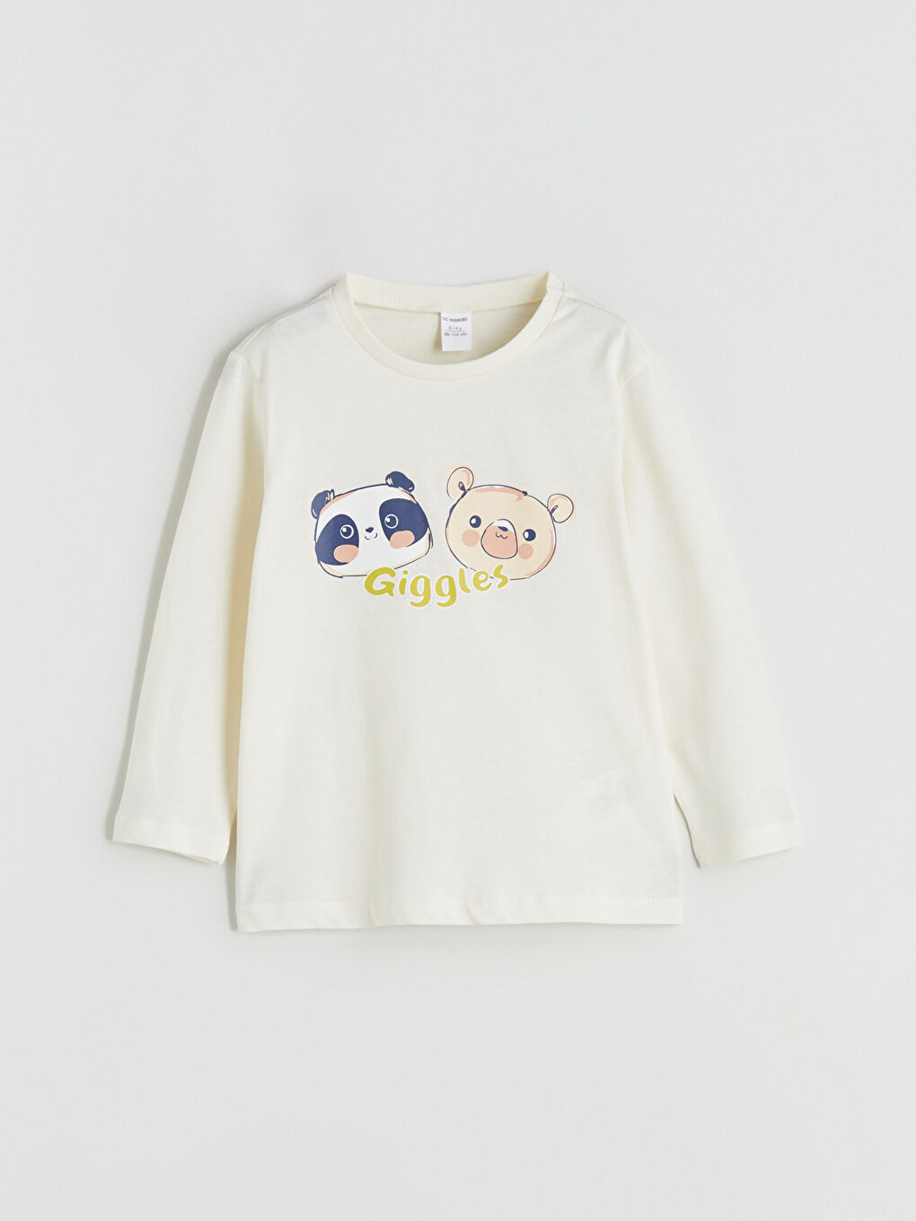 Bej Bisiklet Yaka Erkek Çocuk Pijama Takımı-1