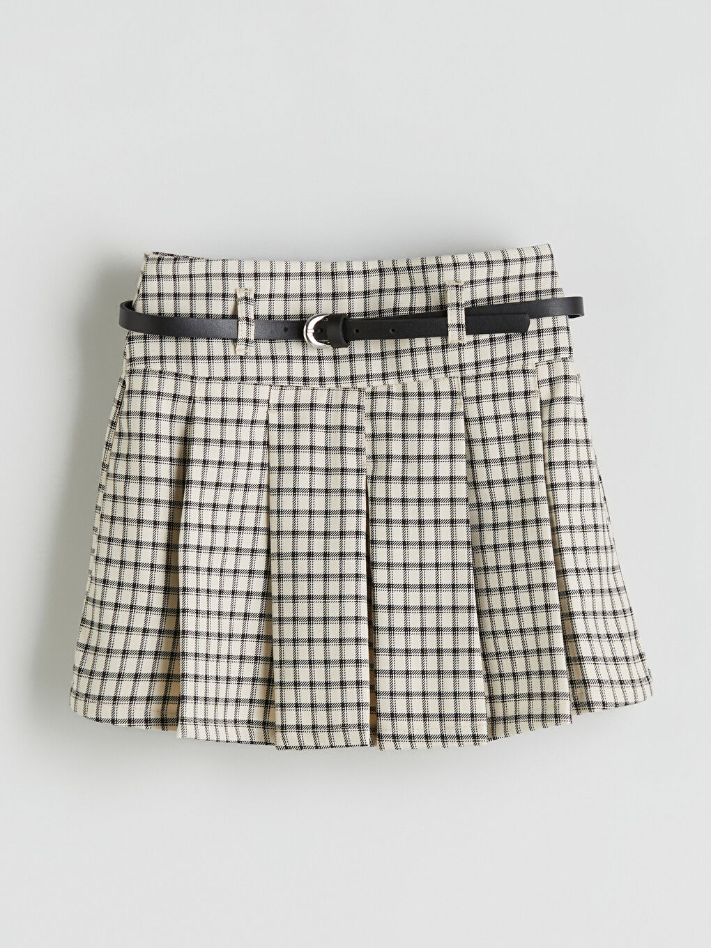 Bej Pileli Kız Çocuk Şort Etek-1