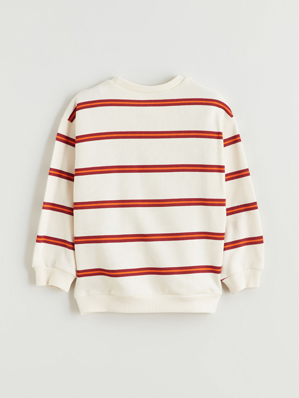 Bej Bisiklet Yaka Çizgili Erkek Çocuk Sweatshirt-2