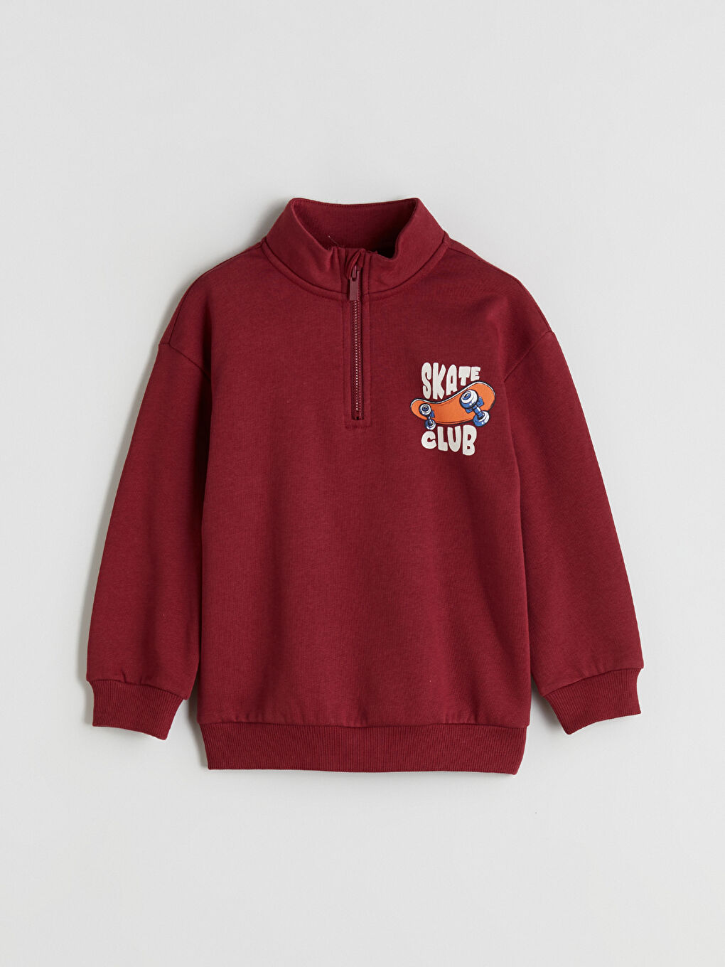 Bordo Dik Yaka Erkek Çocuk Sweatshirt-3