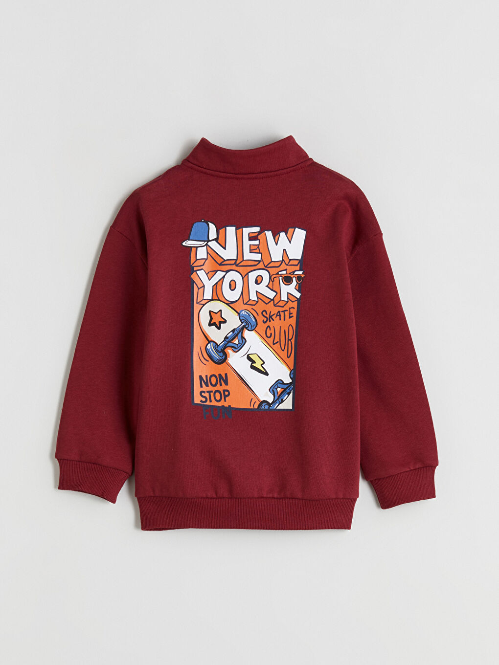 Bordo Dik Yaka Erkek Çocuk Sweatshirt-6