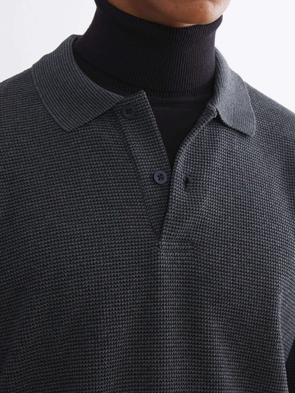 Polo Neck Long Sleeve Men's Sweatshirt-2