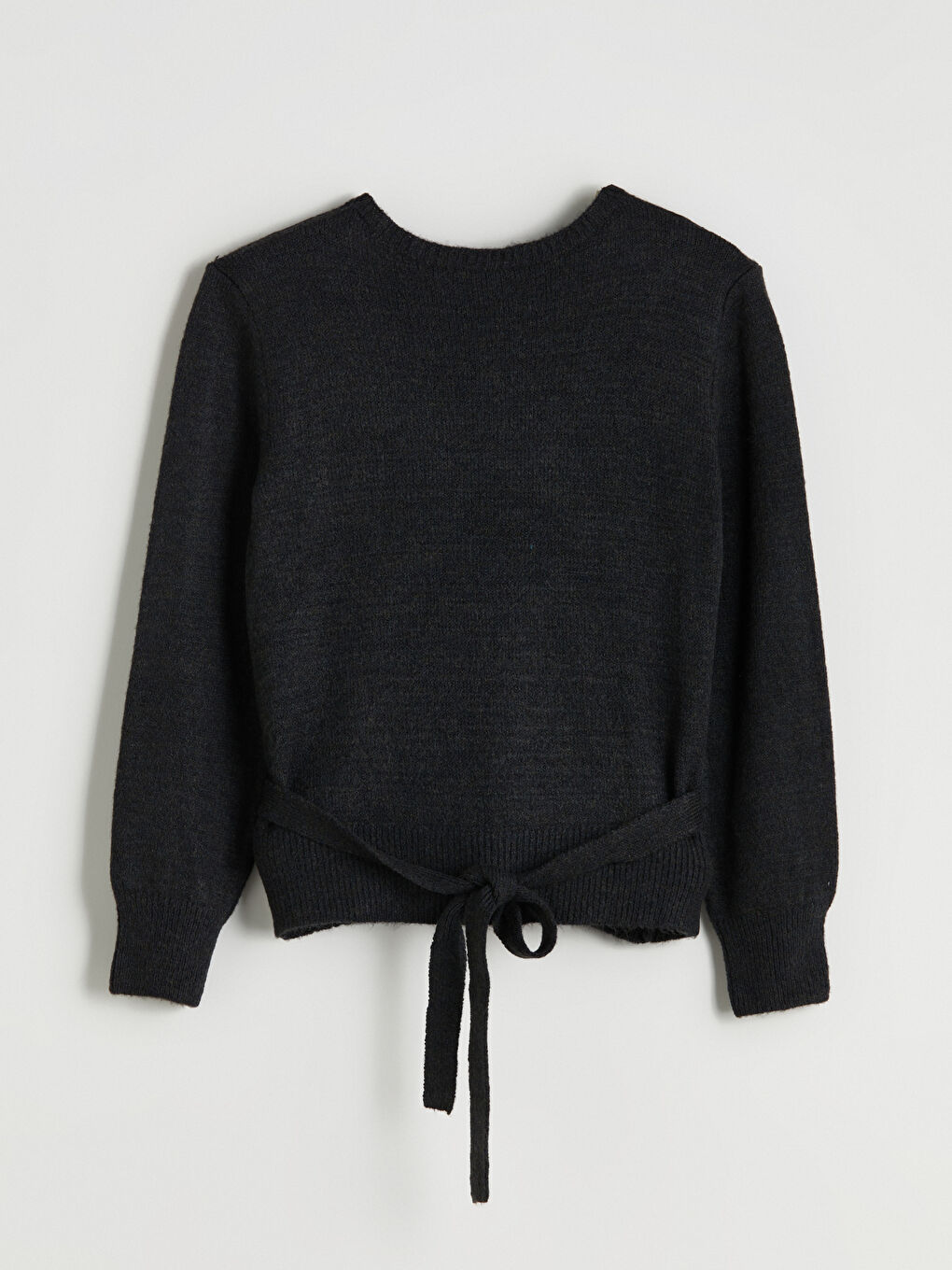 Siyah Kruvaze Yaka Kadın Triko Kazak-5