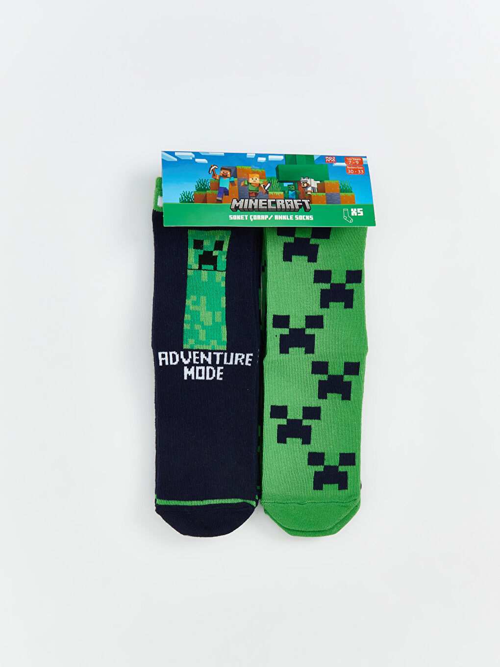 Minecraft Patterned Boys' Ankle Socks 5 Pack-1