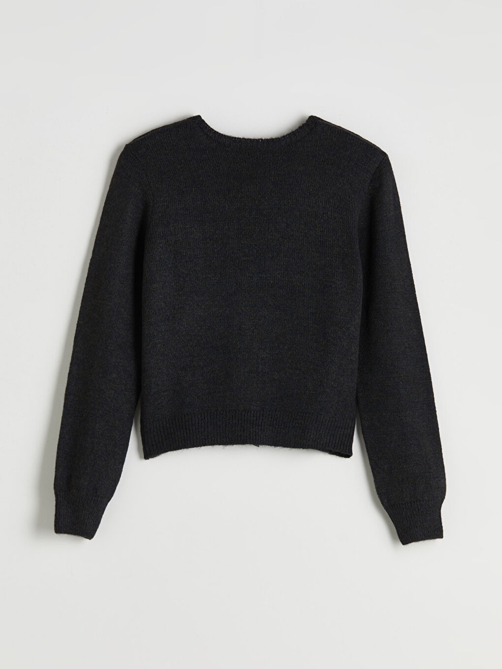 Siyah Fiyonklu Çift Yönlü Kadın Triko Hırka-5