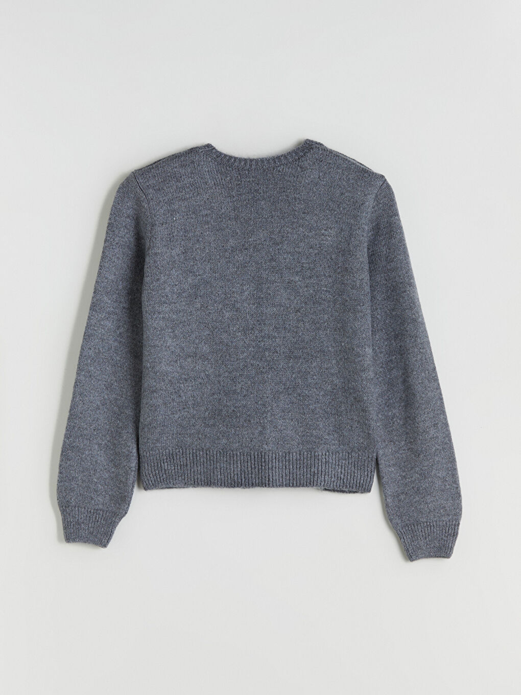 Gri Bağlamalı Yaka Fiyonklu Kadın Triko Hırka-6