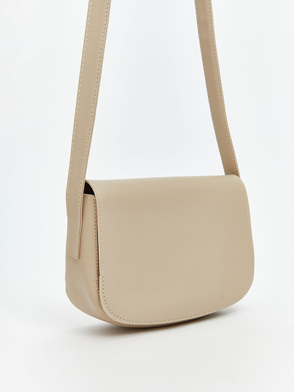 Bej Deri Görünümlü Kadın Omuz Çantası-1