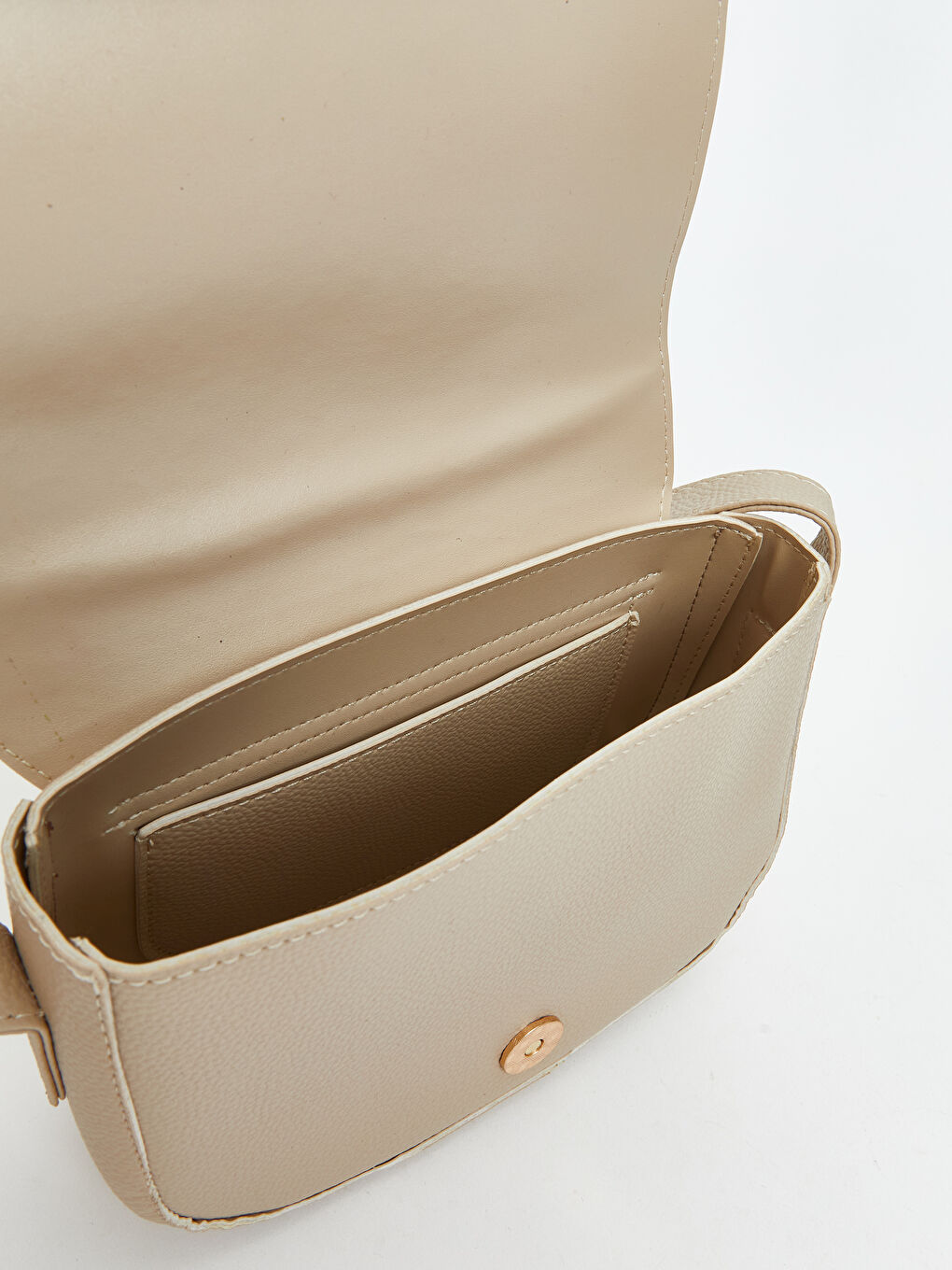 Bej Deri Görünümlü Kadın Omuz Çantası-3