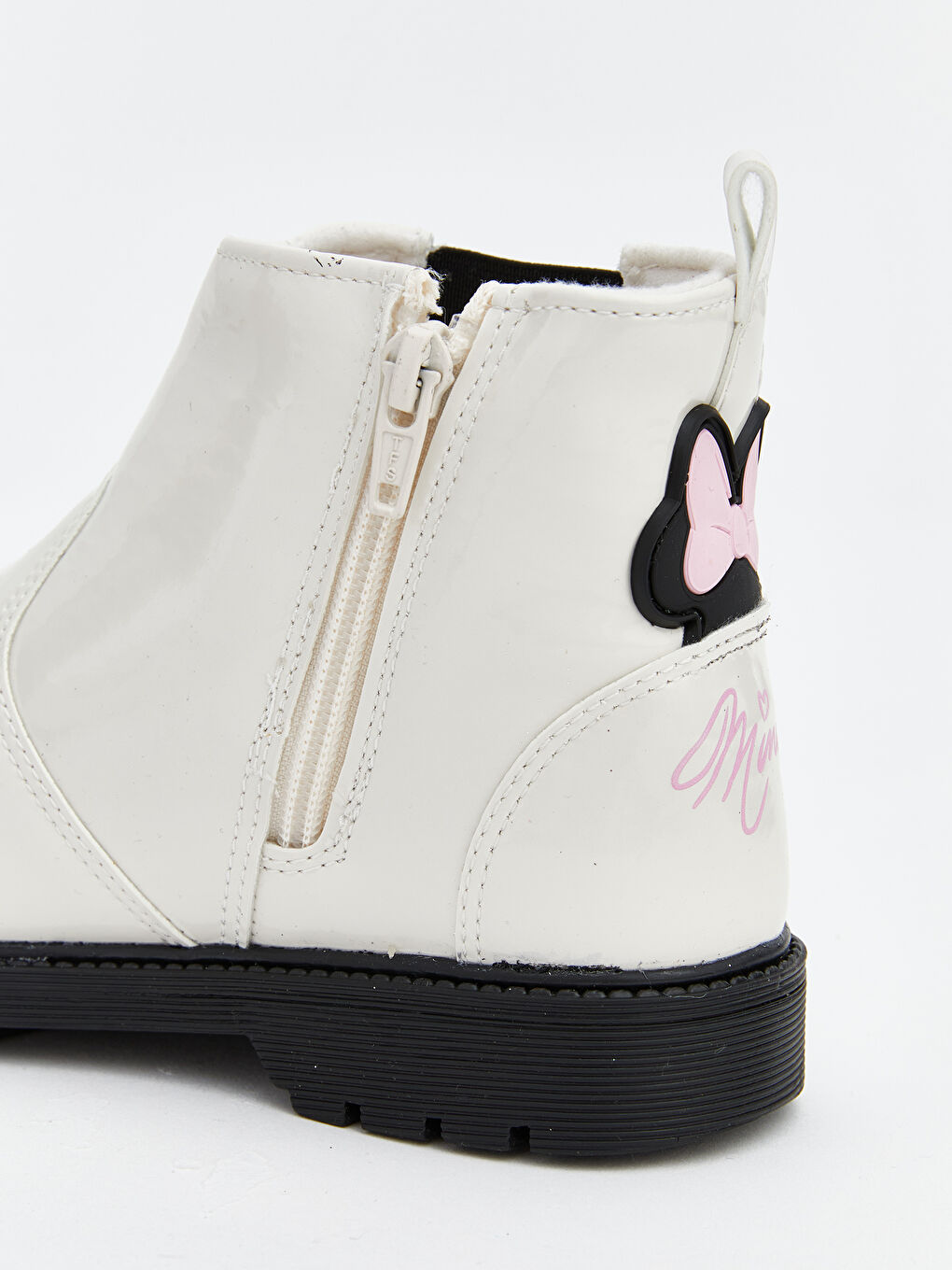 Ekru Minnie Mouse Baskılı Deri Görünümlü Kız Çocuk Bot-5