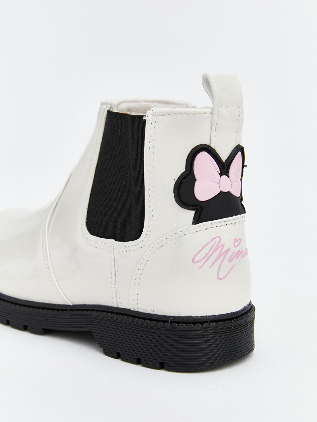Ekru Minnie Mouse Baskılı Deri Görünümlü Kız Çocuk Bot-6