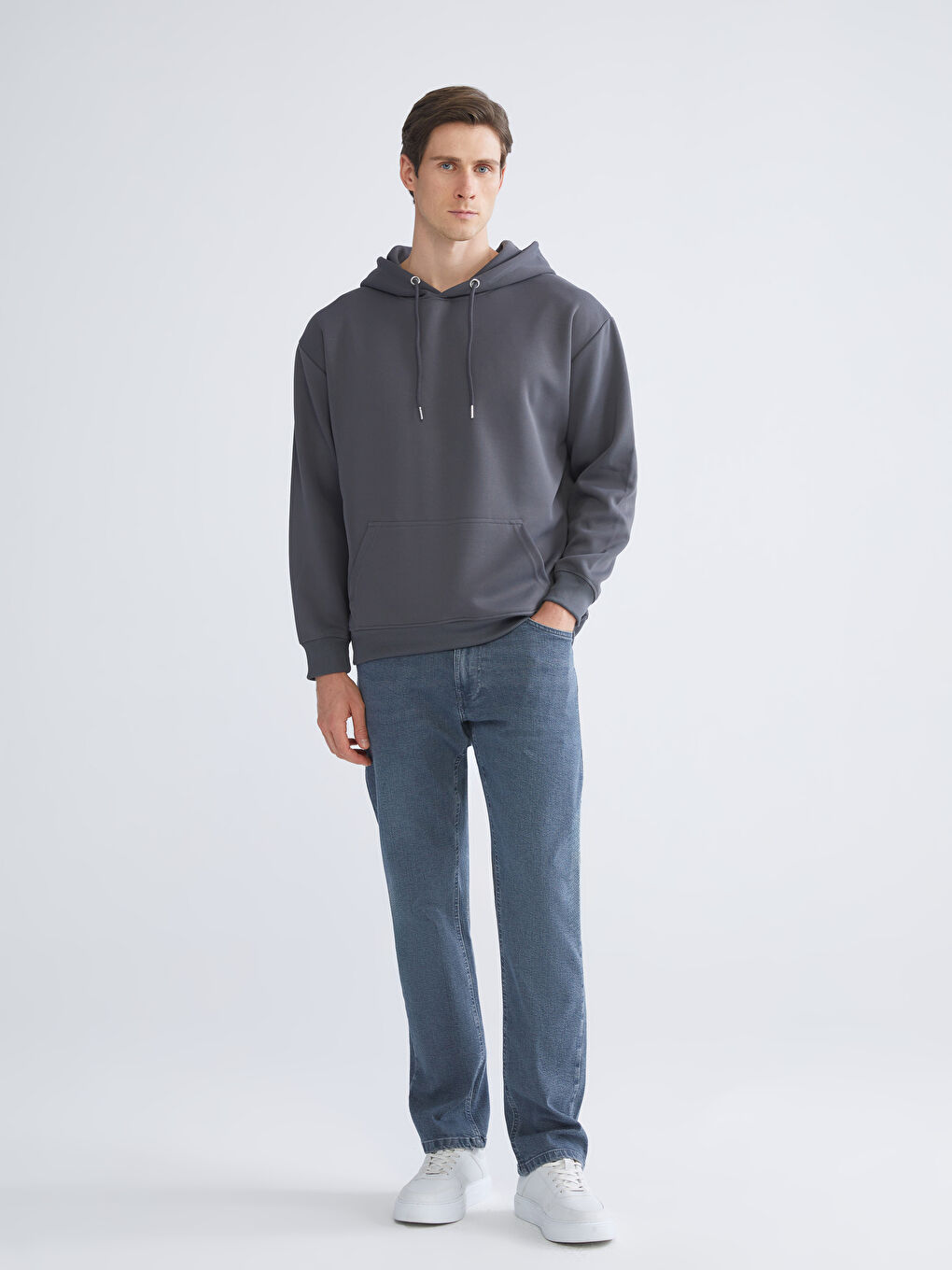 Мъж Антрацит Суитшърт с качулка-1