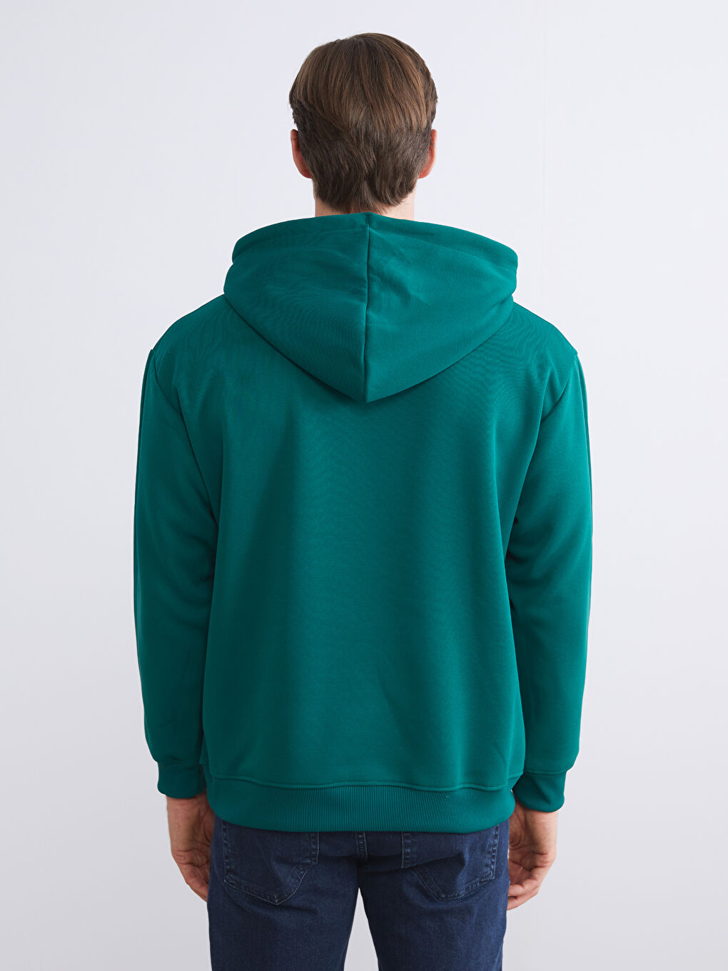 Мъж Зелено Суитшърт с качулка-3
