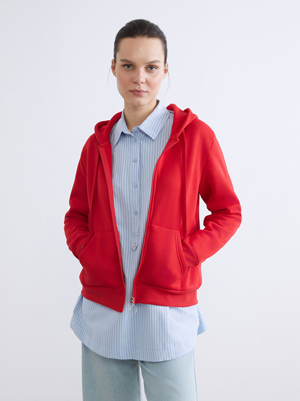 Dukserica sa kapuljačom za žene sa rajsferšlusom