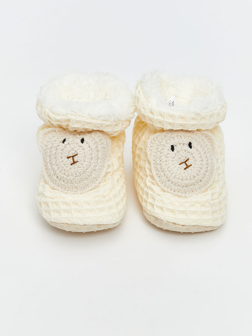 Bej Hayvan Figürlü Çoraplı Erkek Bebek Panduf-2