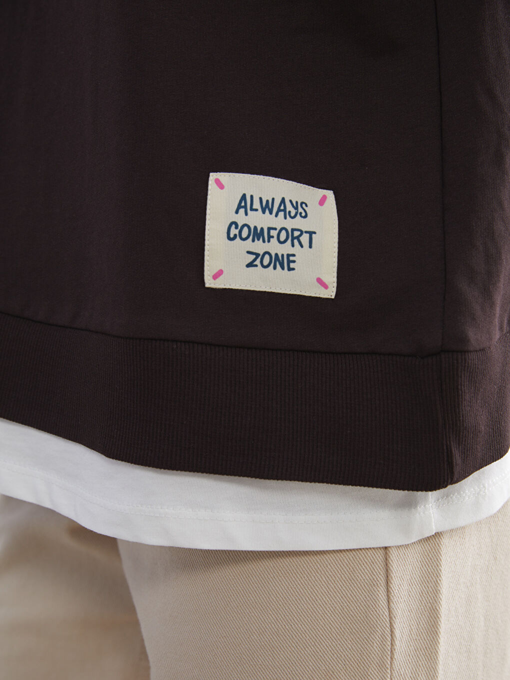 Kahverengi Bisiklet Yaka Oversize Kadın Sweatshirt-2