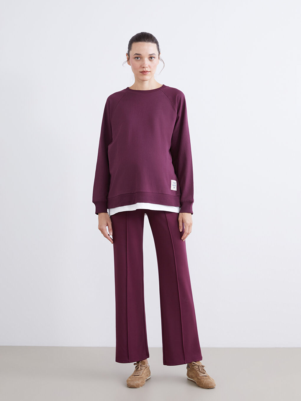 Mürdüm Bisiklet Yaka Oversize Kadın Sweatshirt-3