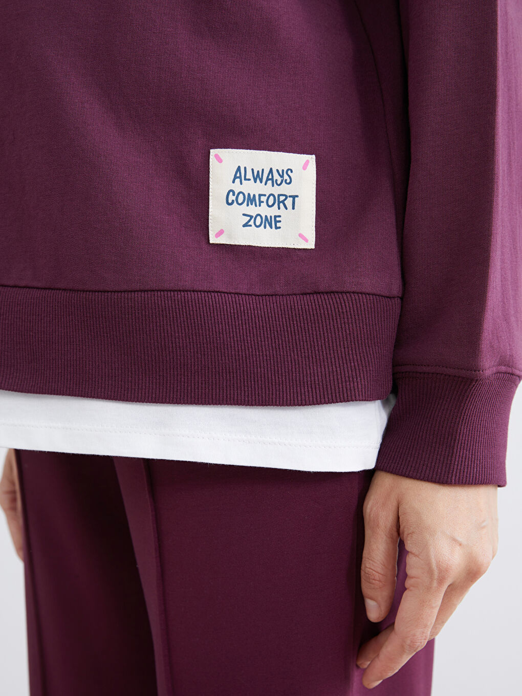 Mürdüm Bisiklet Yaka Oversize Kadın Sweatshirt-5